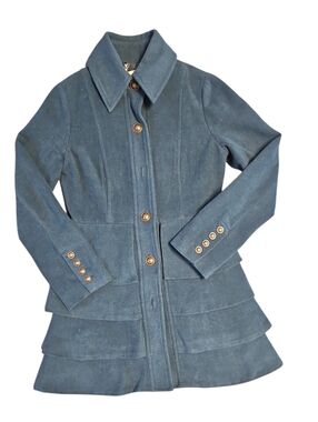 BB Dakota Blue Green Tiered Pea Coat with Gold Buttons Size Medium